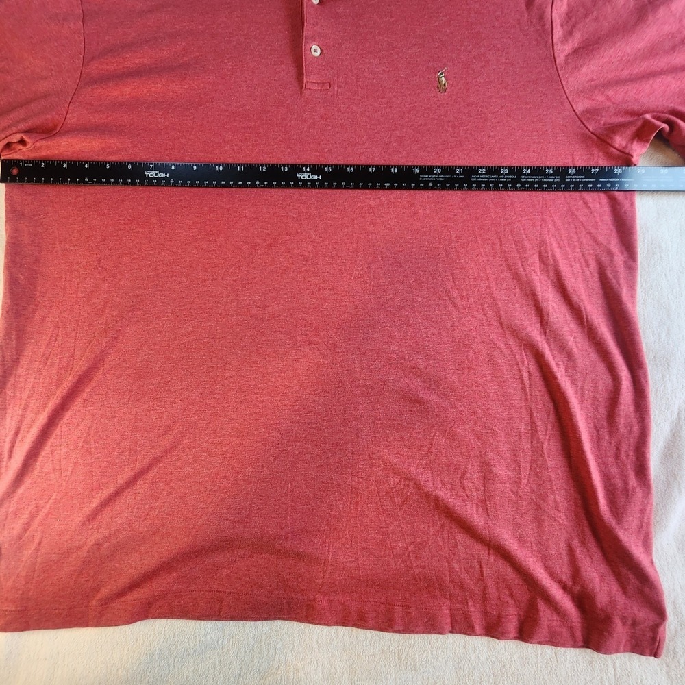 RALPH LAUREN Polo Shirt Mens 3XLT Big Tall Red Pink Short Sleeve Flesh Pony - Picture 7 of 8
